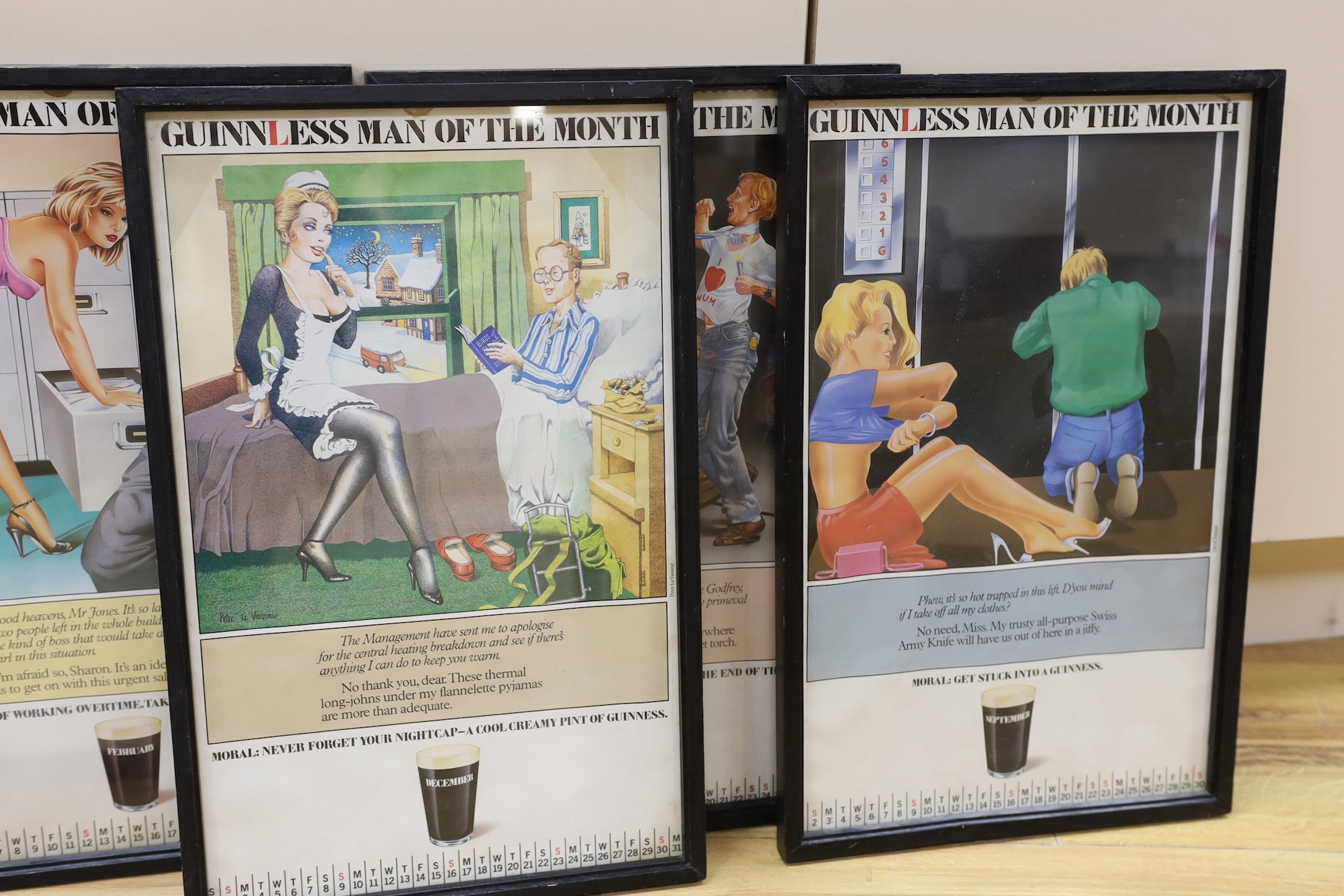 Guinness Advertising - 11 framed Guinnless man of the Month posters